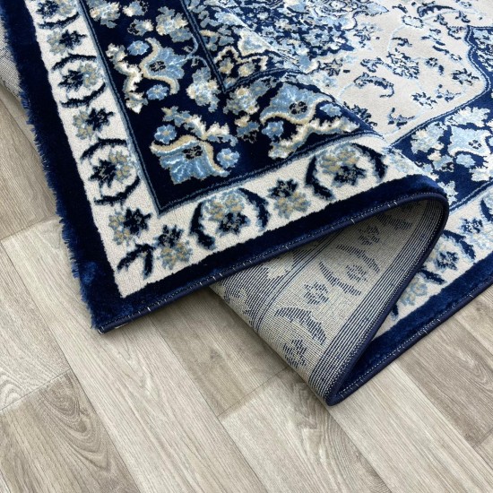 Turkish Diamond Carpet 10872A navy blue color size 150*220