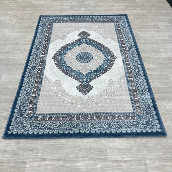 Modern diamond carpets B066 cyan size 100*200