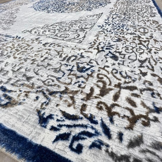 Modern Turkish diamond carpet 35007A gray blue 150*220