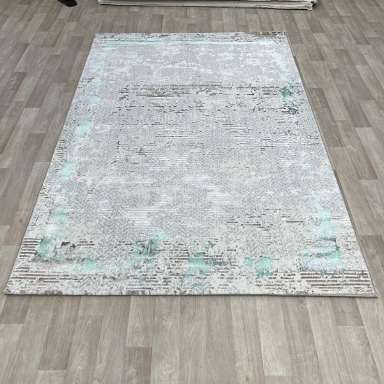 Modern Turkish diamond carpets 35023D cream turquoise 200*300