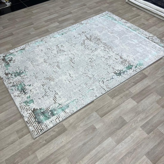 Modern Turkish diamond carpets 35023D cream turquoise 200*300