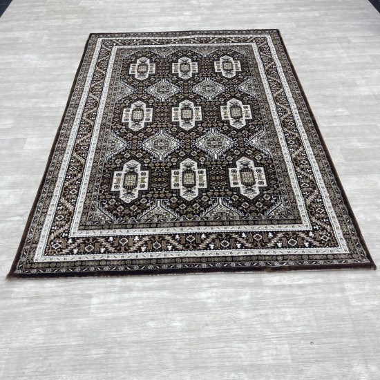 Turkish classic diamond carpet 10939A Dark Brown color size 200*300