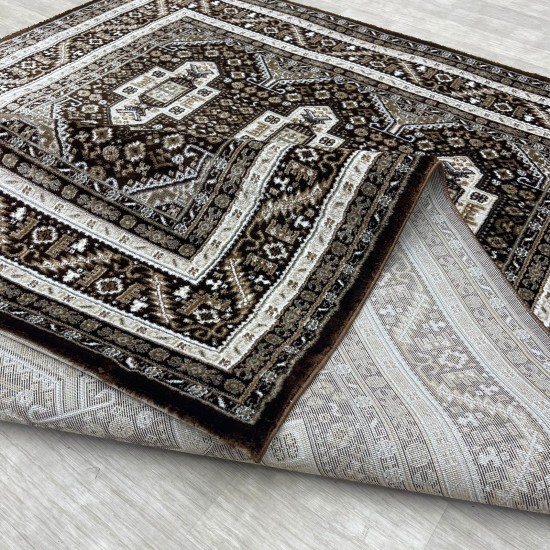 Turkish classic diamond carpet 10939A Dark Brown color size 200*300