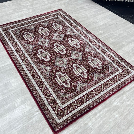 Turkish classic diamond carpet 10939A red color size 150*220