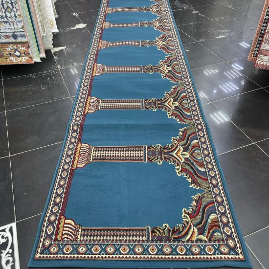 National Mihrab prayer rug SC116 cyan size 125*950 cm