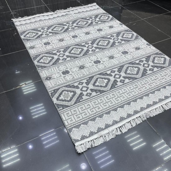 Turkish Majestic burlap carpet 08745B gray size 80*150