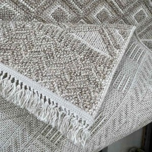 Majestic Turkish Burlap Rug 08642B KAHVE Light beige Size 80*150