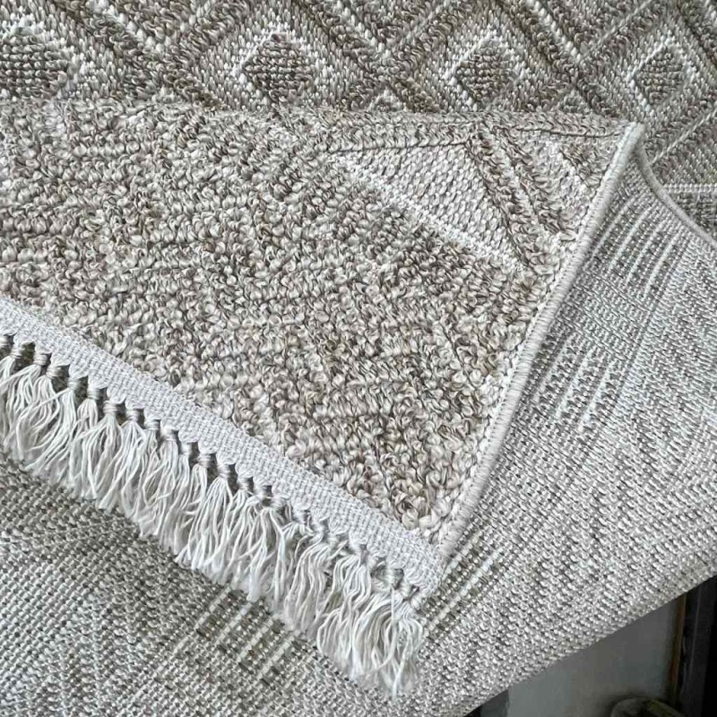 Majestic Turkish Burlap Rug 08642B KAHVE Light beige Size 50*80