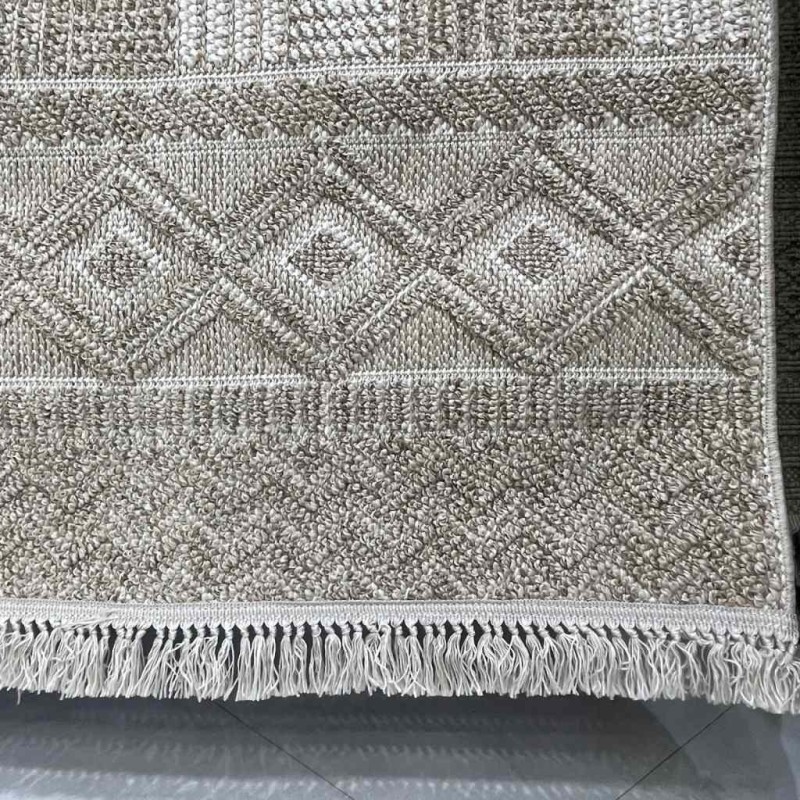 Majestic Turkish Burlap Rug 08642B KAHVE Light beige Size 50*80