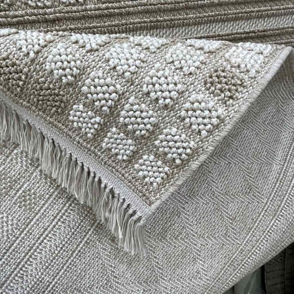 Majestic Turkish Burlap Rug 08656B Dark beige Size 250*350