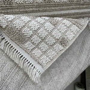 Majestic Turkish Burlap Rug 08656B kahve Light beige Size 250*350