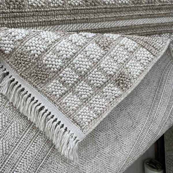 Majestic Turkish Burlap Rug 08656B kahve Light beige Size 250*350