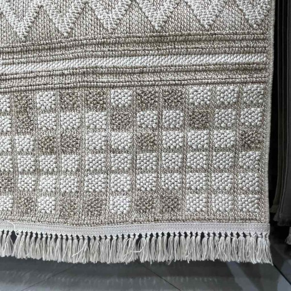 Majestic Turkish Burlap Rug 08656B kahve Light beige Size 250*350