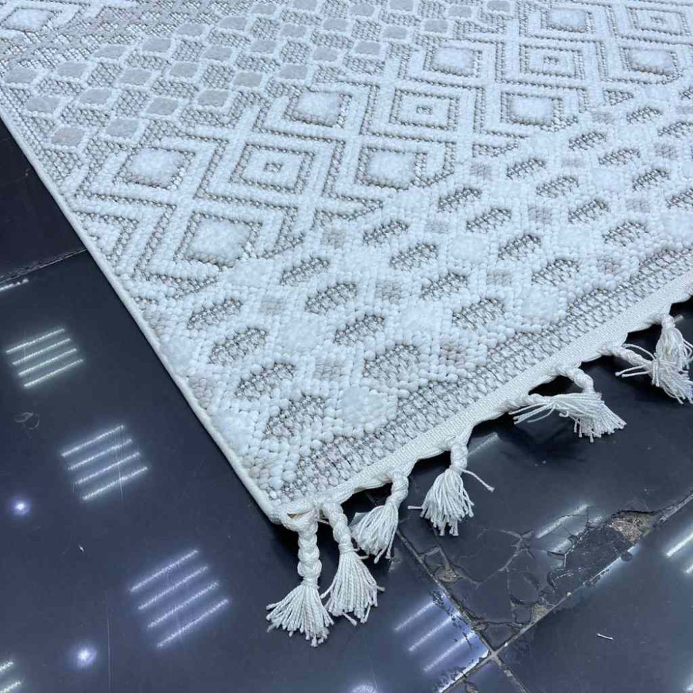 سجاد خيش برسيكتيو تركي OE624A كريم بيج مقاس 80*150