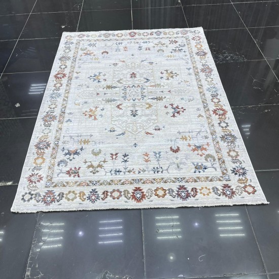 Turkish Bohemian Crystal Carpet DG198A Cream Color Size 120*170