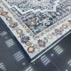 Turkish Bohemian Crystal Carpet DG198A Dark Navy Cream Color Size 150*220