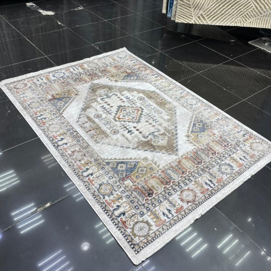 سجاد بوهيمي كريستال تركي OA034A لون كريم  مقاس 250*350