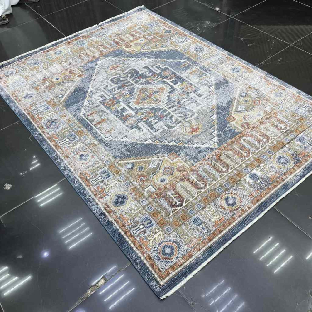 سجاد بوهيمي كريستال تركي OA034A لون ازرق مقاس 80*150