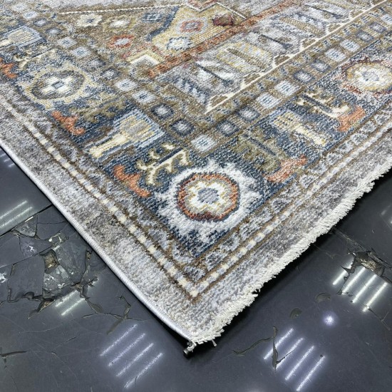 Turkish Bohemian Crystal Carpet OA034A Light Gray Color Size 80*150