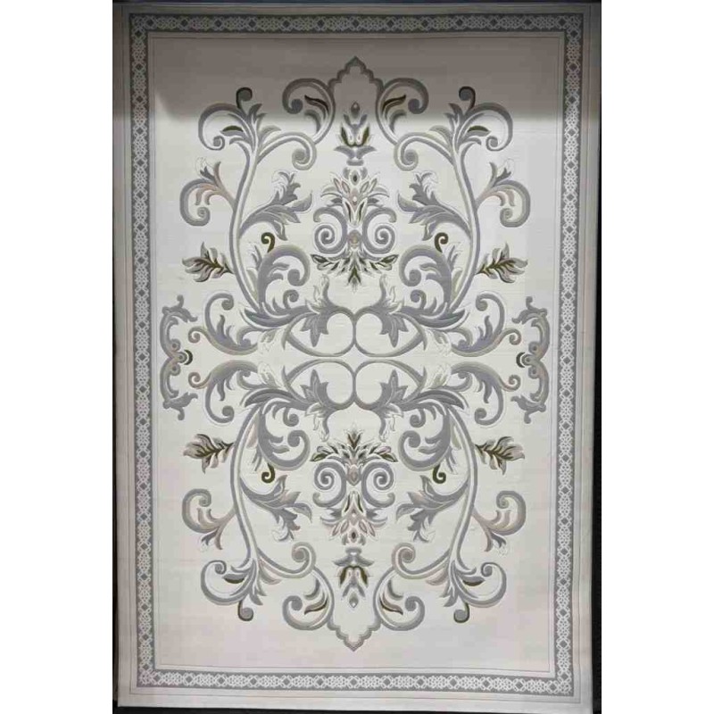 Turkish Dahlia Rug French-Turkish Pattern 9771A Cream Silver Size 50*80