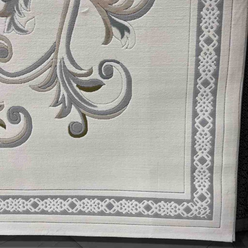 Turkish Dahlia Rug French-Turkish Pattern 9771A Cream Silver Size 50*80