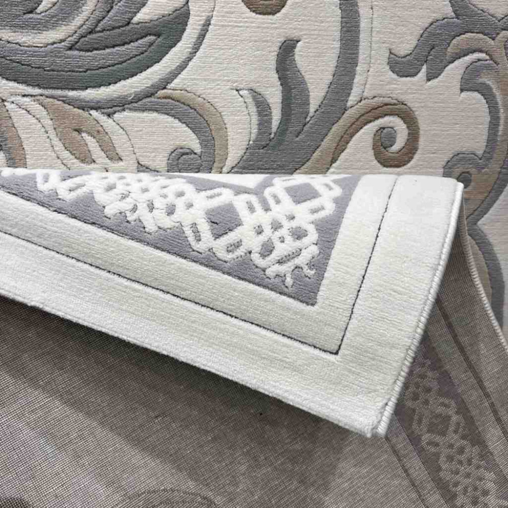 سجاد تركي داليا نقش فرنسي تركي 9771A كريم سيلفر مقاس 80*150