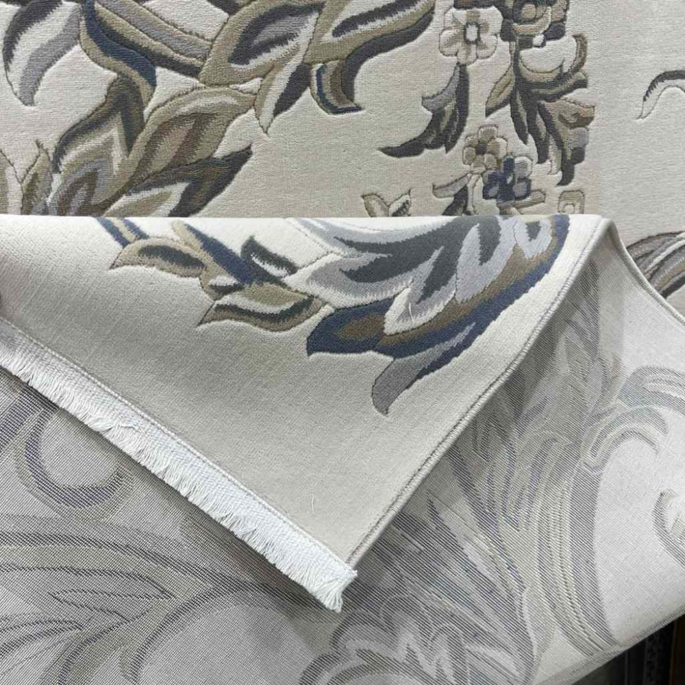 سجاد تركي اناقة نقش فرنسي J941DC كريم سماوي مقاس 100*200