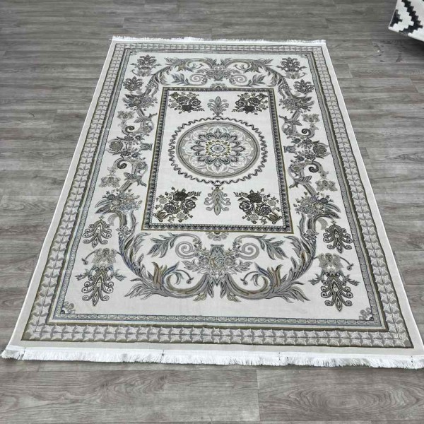 Eliza Oriental Rug Iranian Turkish Pattern A6169A FD Beige Light Blue Size 100x200