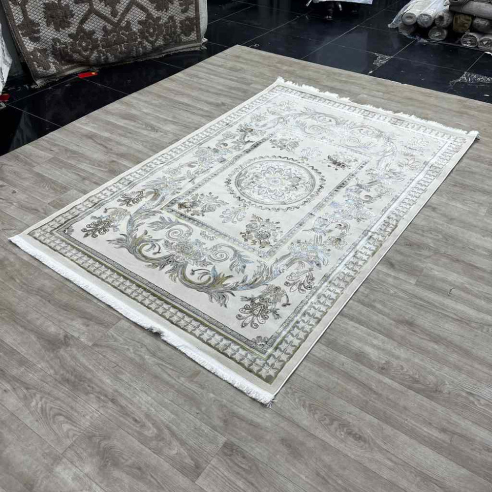 سجاد شرقي اليزا نقش ايراني تركي A6169A بيج ازرق فاتح مقاس 100*200