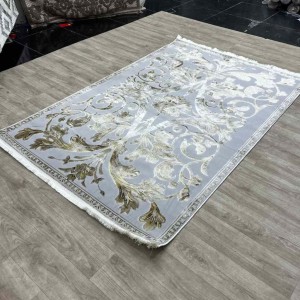Turkish carpet Eliza French Turkish pattern A6169A gray gold size 80*150