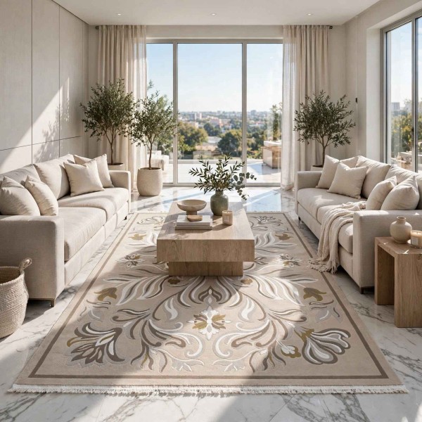 سجاد تركي جلا نقش فرنسي SRC37A بيج بني مقاس  400*600