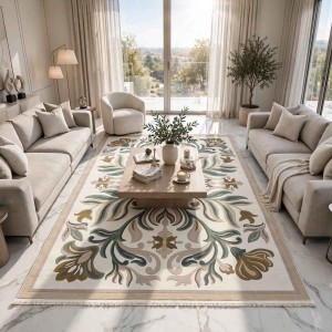 سجاد تركي جلا نقش فرنسي SRC37A كريم اخضر مقاس 50*80