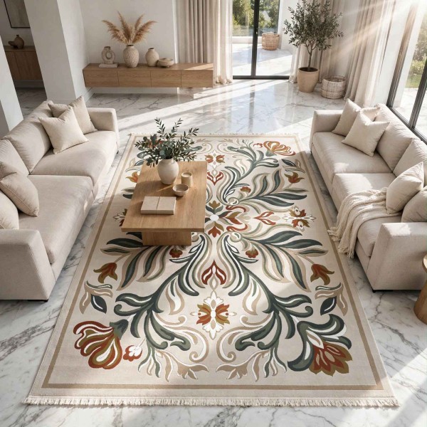Turkish rug GALA French pattern SRC37A CREAM multi size 80*150