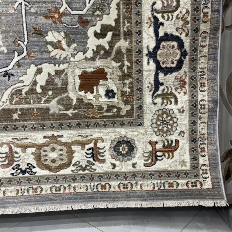 سجاد ليفون بوهيمي تركي M9262 رصاصي D84727 مقاس 80*150