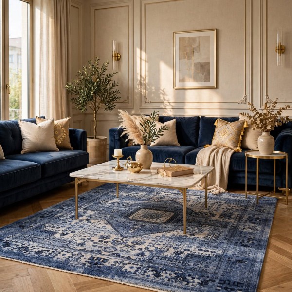 Turkish Luna Bohemian Rug Runner ODO9A BLUE 100x300 cm