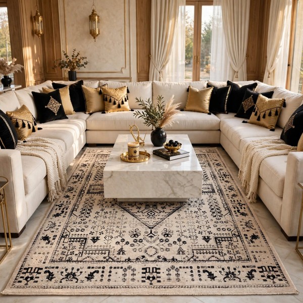 سجاد لونا بوهيمي تركي ODO9A كريم مقاس 300*400
