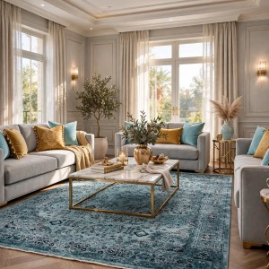 Turkish Luna Bohemian Rug OE72C Aqua 200x300 cm