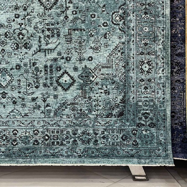 Turkish Luna Bohemian Rug Runner OE72C Aqua 100x200 cm