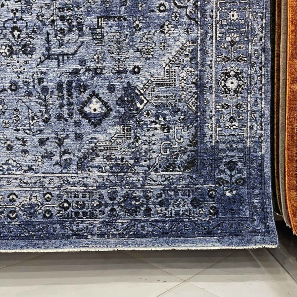 Turkish Luna Bohemian Rug Runner OE72C BLUE 100x200 cm