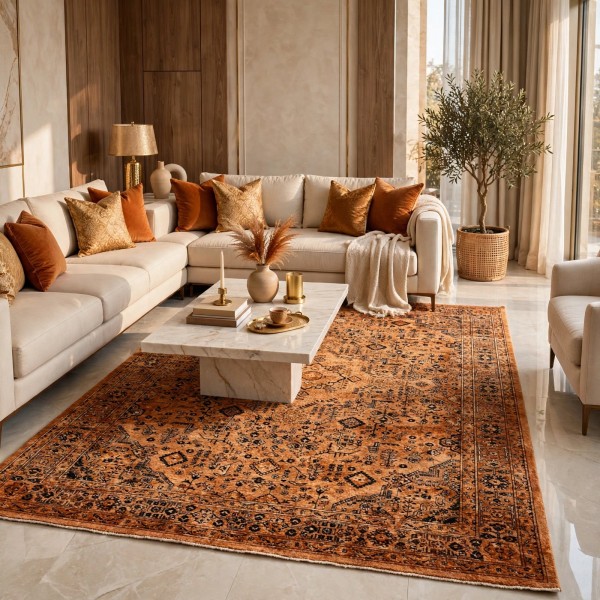 Turkish Luna Bohemian Rug OE72C ORANGE 250x350 cm