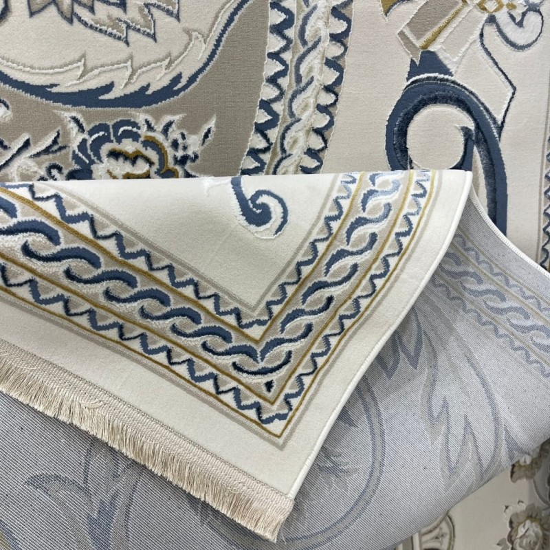 Turkish Safir Rug SRC03A cream blue-Size 150*220