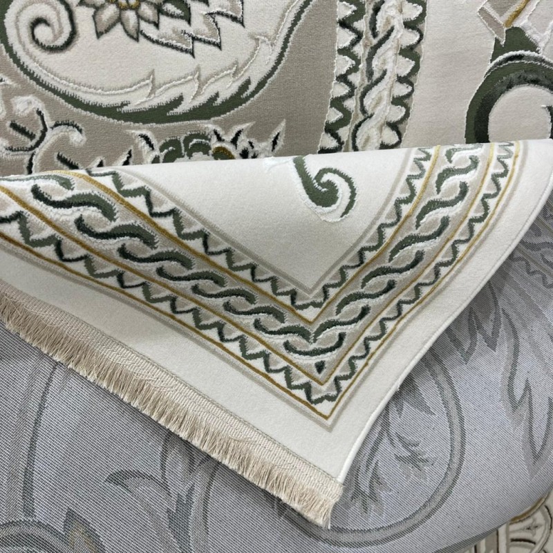 Turkish Safir Rug SRC03A cream green-Size 50*80