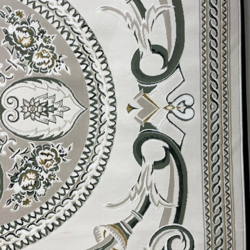 Turkish Safir Rug SRC03A cream green-Size 50*80