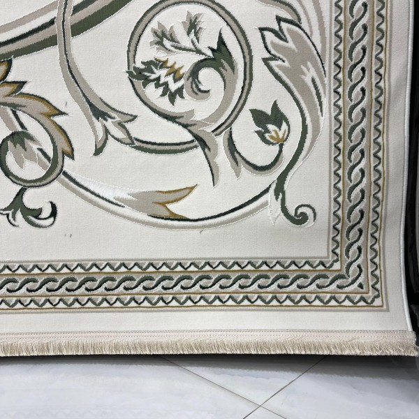 Turkish Safir Rug SRC03A cream green-Size 100x300