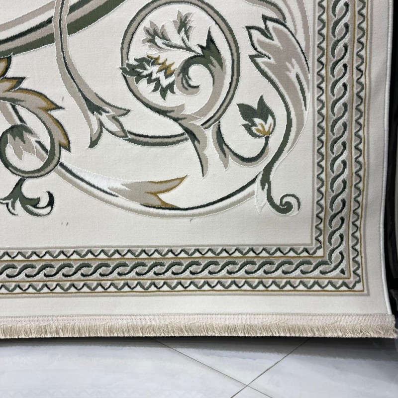 Turkish Safir Rug SRC03A cream green-Size 50*80