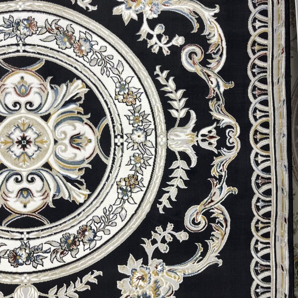 Turkish Safir Rug SRC04A Black Multi-Size 80*150