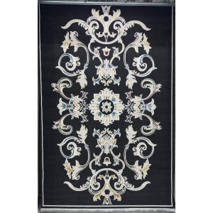 Turkish Safir Rug SRC05A Black Multi-Size 100x300