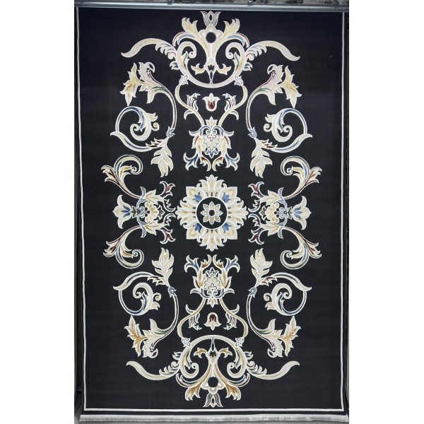 Turkish Safir Rug SRC05A Black Multi-Size 100x200