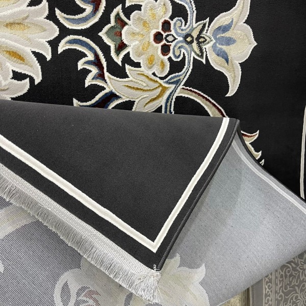 Turkish Safir Rug SRC05A Black Multi-Size 100x200