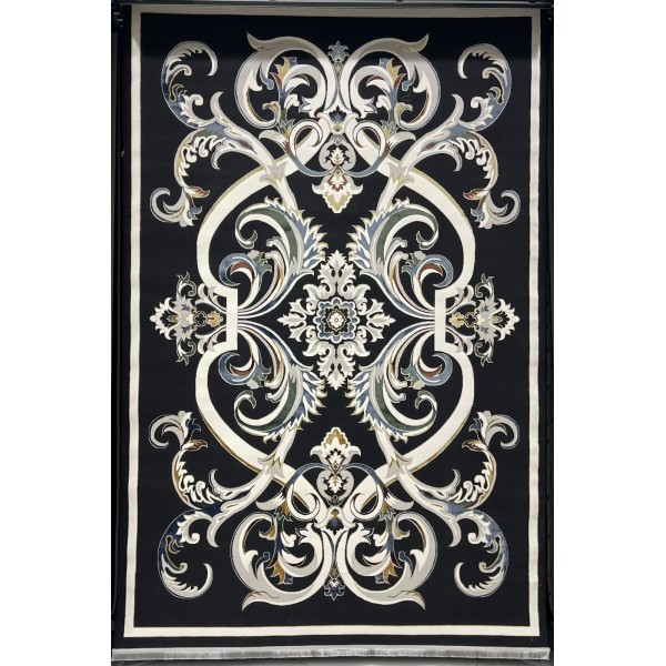 Turkish Safir Rug SRC06A Black Multi-Size 150*220